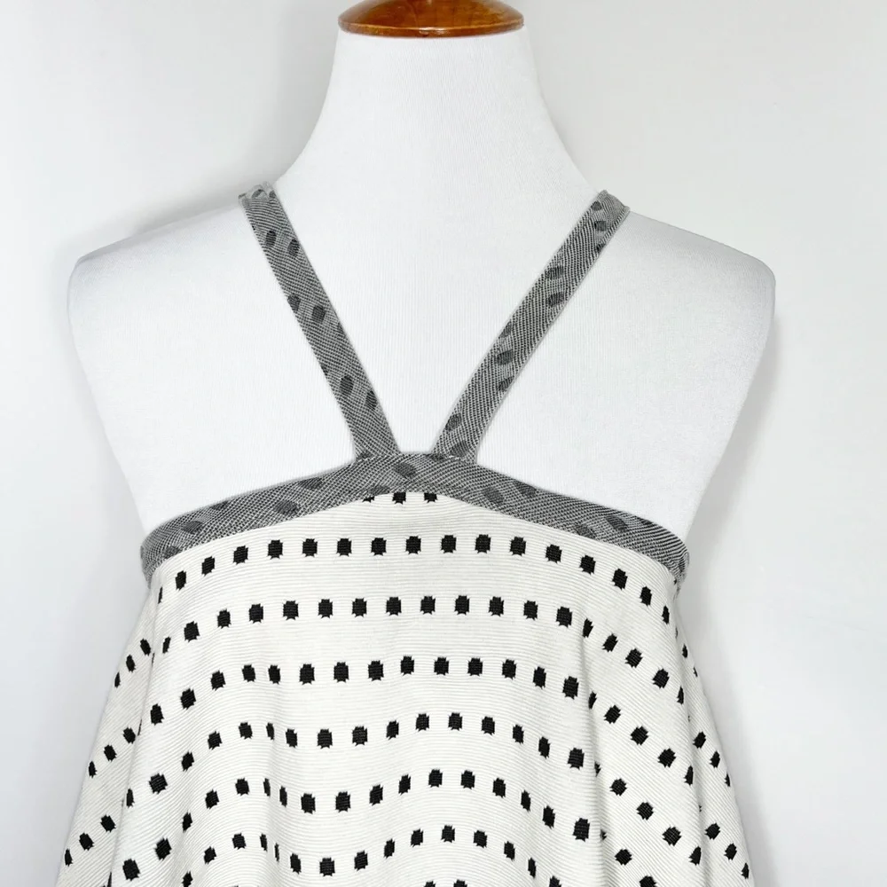 SOLD-Anthropologie Polka Dot Retro Halter Cream and Black Sleeveless Top - Picture 8 of 12